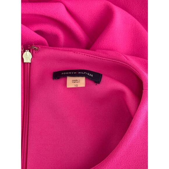 Tommy Hilfiger Pink White w/ Gold Short Sleeve Sheath To Knee Dress Size 10 - Picture 8 of 10